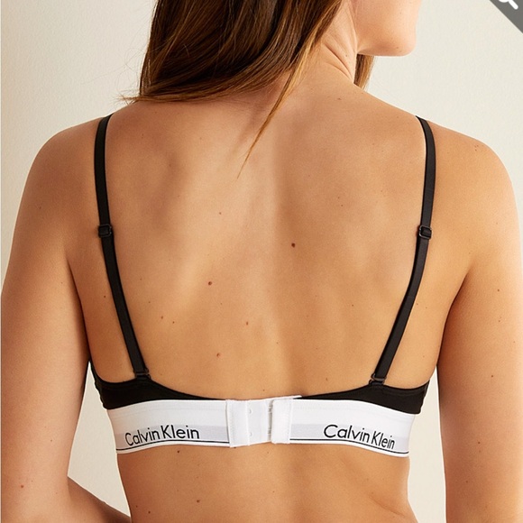 Calvin Klein Black and White Plunge Bralette - Picture 6 of 7